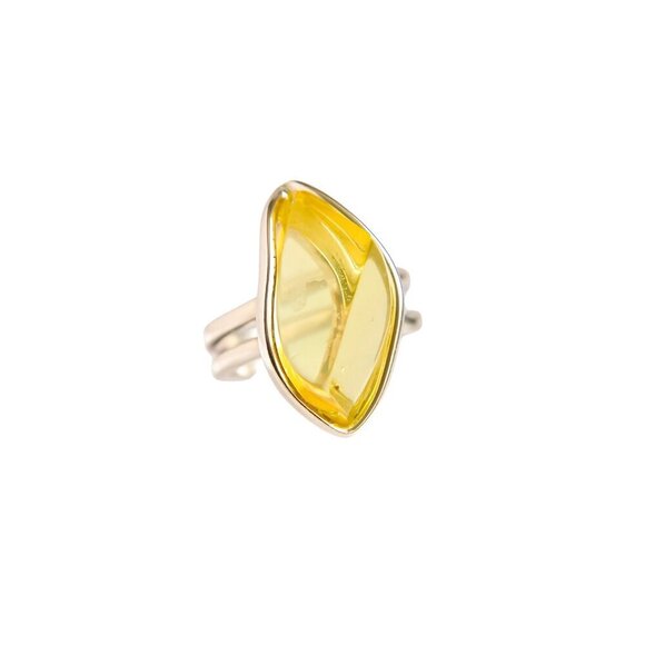 JURATE AMBER Jewelry - Lemon Baltic Amber Sterling Silver Adjustable Ring – Handmade